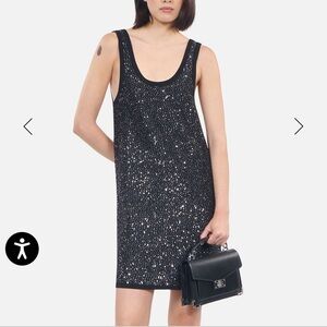 French designer formfitting knit mini dress with sequins size 6 US
